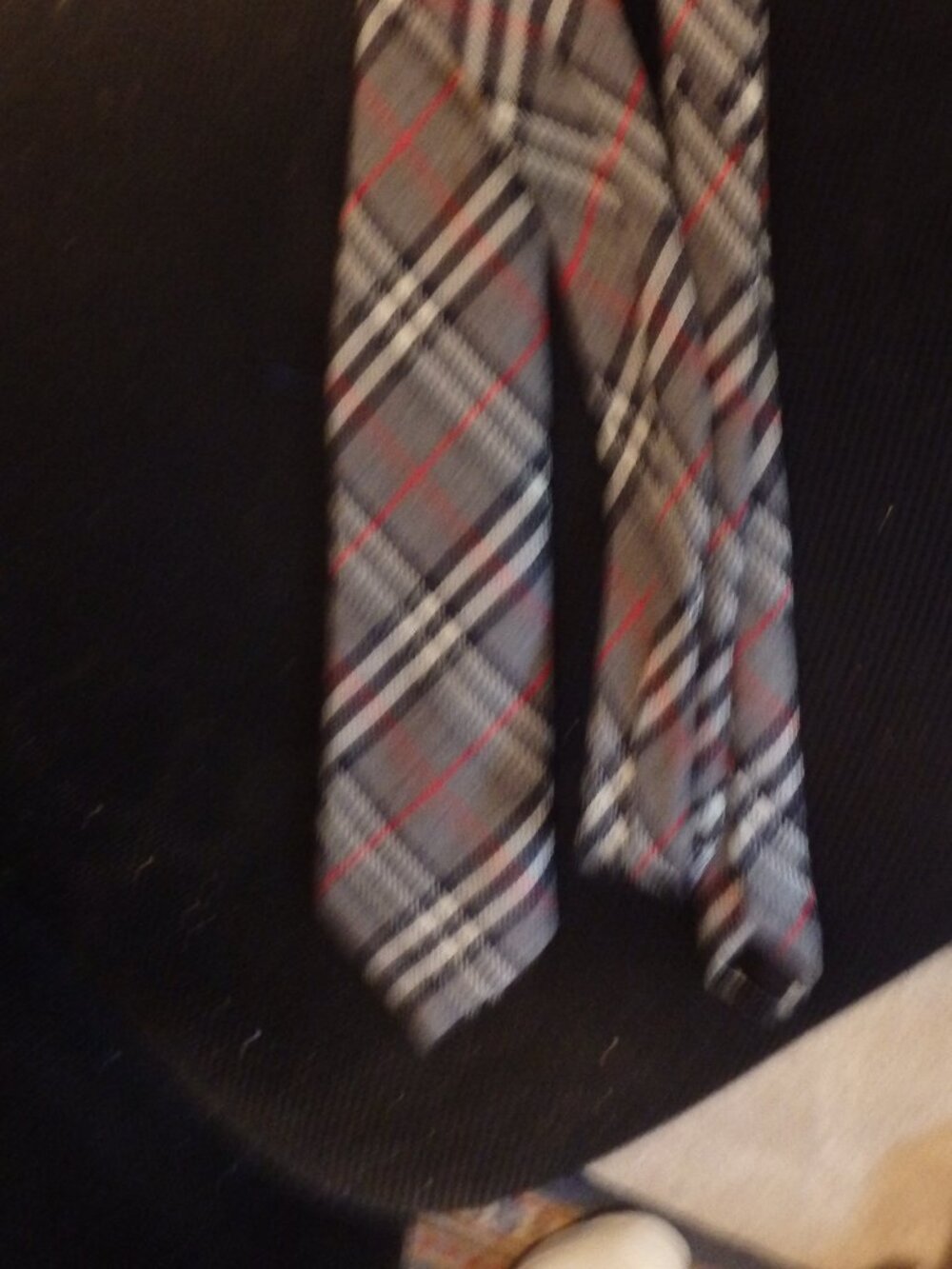 Gray Burberry's Classic plaid tie 100% wool Made in England